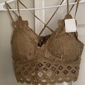 Golden Brown lace bralette plus d cup